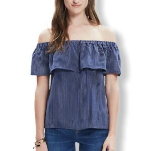 Madewell Tops - 🌸🌸 FINAL SALE MUST GO Madewell Pinstriped off the shoulder balcony tee